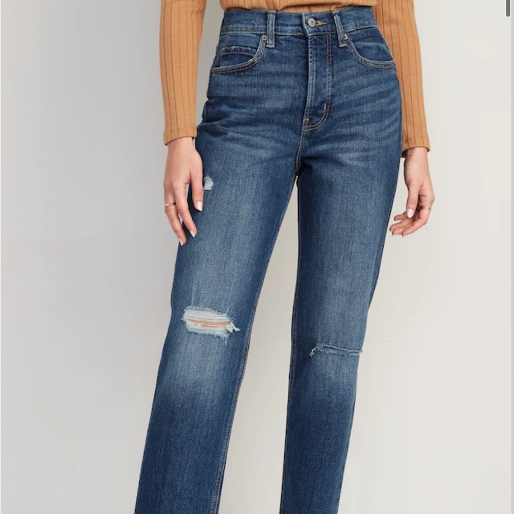 Extra High-Waisted Button-Fly Sky-Hi Straight Ripped Jeans Women’s SZ 6. NWOT